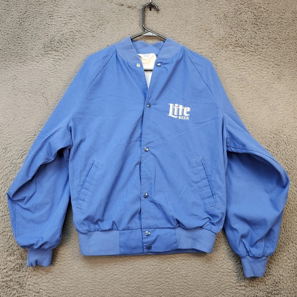 Vintage 80s Lite Beer WestArk Jacket Large Blue Made in USA Embroidered Logo Men - Picture 1 of 8